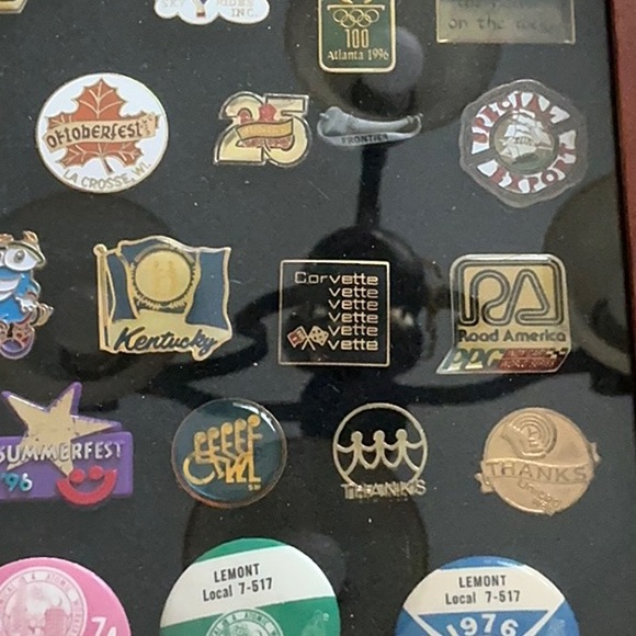 Vintage Pin Collection in Wooden Frame - Picture 10 of 10